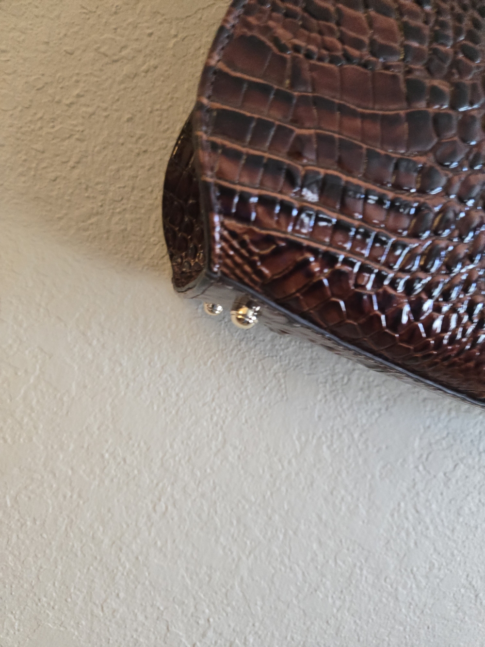 Brahmin Dark Brown Croc-Embossed Satchel - Picture 11 of 16